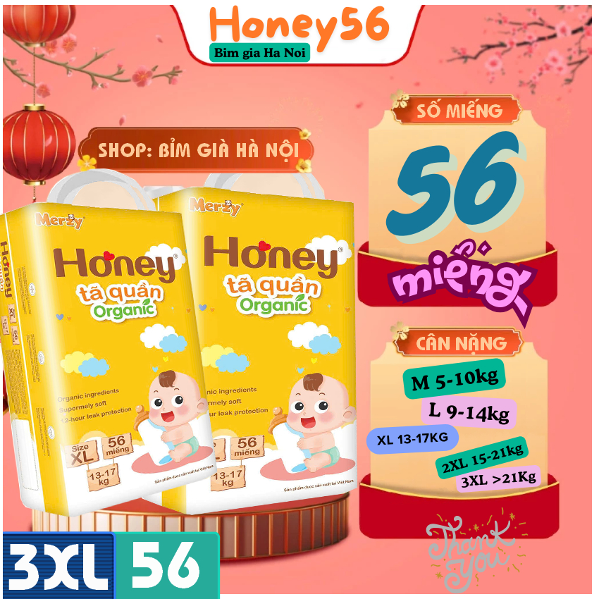Tã Quần Honey 3XL56 miếng Huggies M70 L60 XL52 #huggies #merzy bonny #tã Honey #tã quần Honey #bỉm H