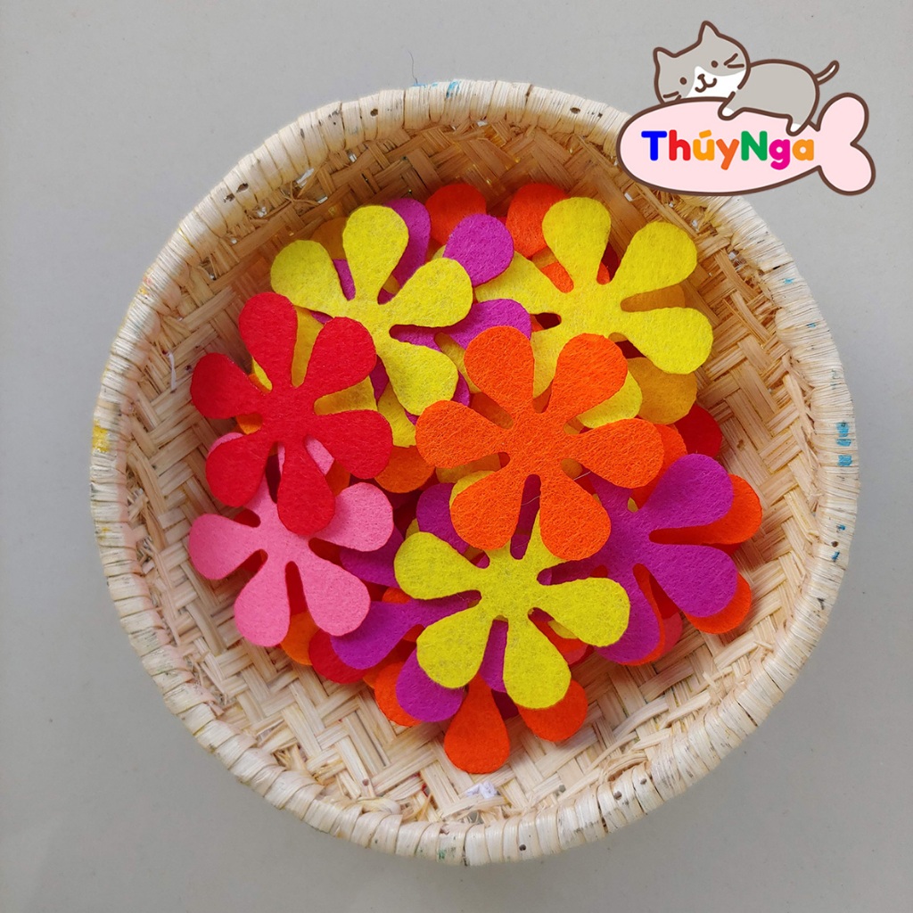 Sét 30 hoa 5cm vải nỉ mầm non