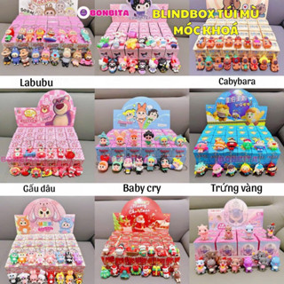 Blindbox mô hình túi mù 12/24 móc khoá Labubu, Baby three, Crybaby lông hotrend siêu dễ thương cho bé