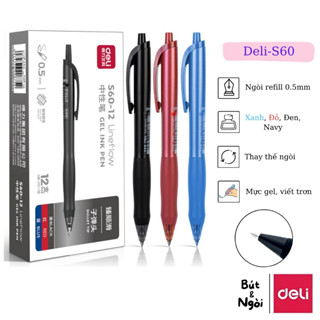 Bút Gel Deli S60 các màu ngòi Refill 0.5mm Viết Êm Nhanh Khô Có Đệm Tay Thay thế được ngòi