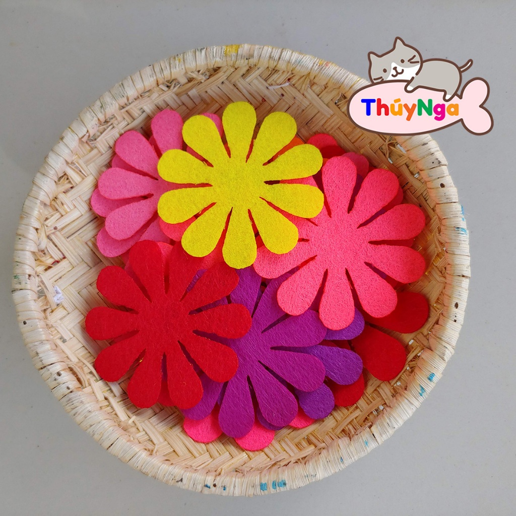 Sét 15 hoa 6cm vải nỉ mầm non