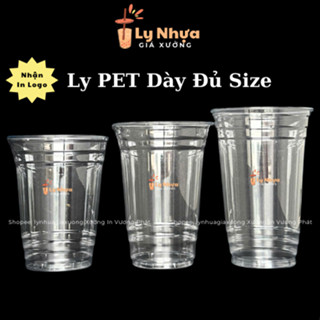 Lốc 50 Ly Nhựa PET Trơn Đáy Bằng Loại Dày 360ml, 500ml, 650ml, 700ml Đựng Cafe, Trà Sữa, Sinh Tố, Nước Ép, Nhận In Logo