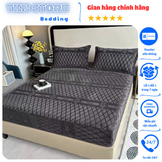 Bộ ga gối nỉ tuyết COCO chất liệu mềm mại siêu ấm cho mùa đông, Bộ 3 món ga giường vỏ gối nỉ lông cừu mẫu mới 2023