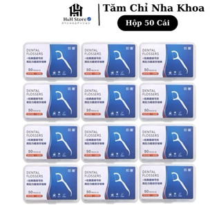 [Hộp 50 Cái] Combo 12 Hộp Tăm Chỉ Nha Khoa vệ sinh chăm sóc răng miệng