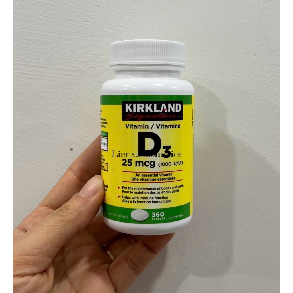 Viên uống vitamin D3 Kirkland 25mcg, hộp 360 viên; HSD 2028(Costco Canada)