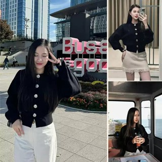  ÁO KHOÁC LEN CARDIGAN ZARA XUẤT DƯ CÚC HOA MÀU ĐEN - 5536 016 