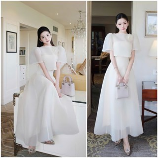 Set váy tiểu thư dáng xòe A72(Kèm tag hoa, kèm áo choàng, có đệm mút)váy 2s nàng thơ sang chảnh phù hợp dự tiệc xu huong