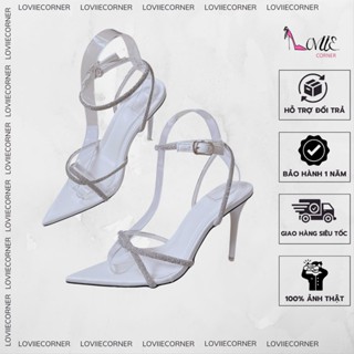  LOVIIECORNER - GIÀY CAO GÓT MŨI NHỌN - SANDAL CAO GÓT  ĐI TIỆC ĐÍNH ĐÁ - GUỐC NỮ MŨI NHỌN 9 PHÂN AG220913 