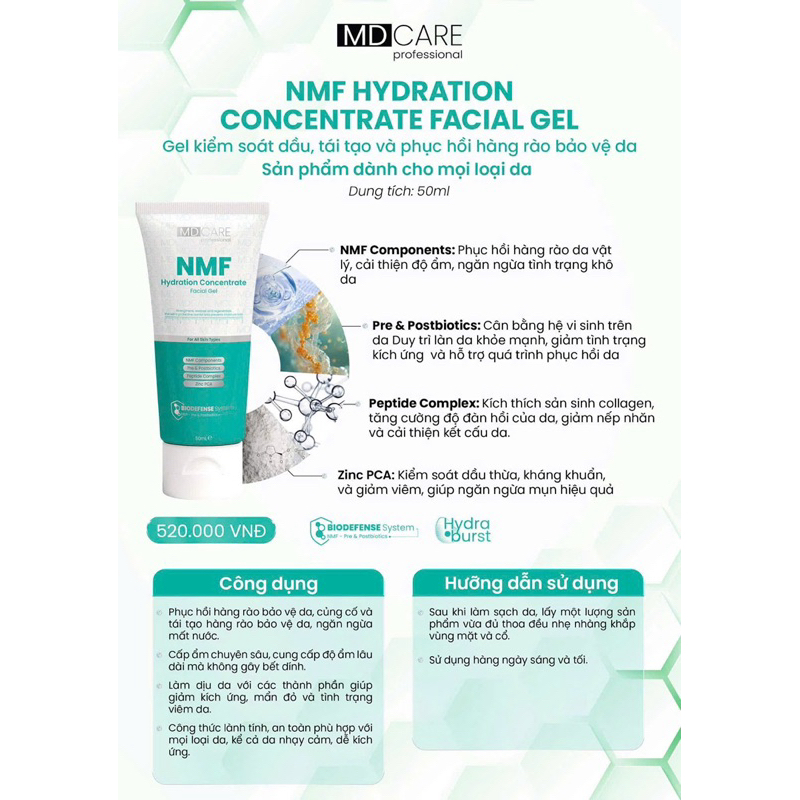 Prebiotic NMF Serum và Kem Dưỡng NMF Md Care