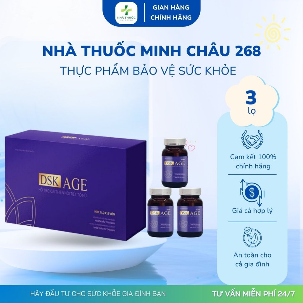 Viên uống nội tiết DSK AGE _Hỗ trợ cải thiện nội tiết tố nữ (hộp 3 lọ x15 viên)