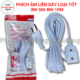 Phích Âm Liền Dây 600W – Phích Nối Liền Dây Dài 3m, 5m, 8m,10m, Dây Nguồn Đèn LED, Quạt, Thiết Bị Điện Gia Dụng Tiện Lợi