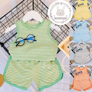 Bộ MINKY MOM Áo Ba Lỗ Quần Cộc Bé Trai Bé Gái Sọc Dệt Đủ Màu Thun Lạnh Đồ Bộ Mùa Hè Trẻ Em 0 1 2 3 4 5 Tuổi - Favybaby