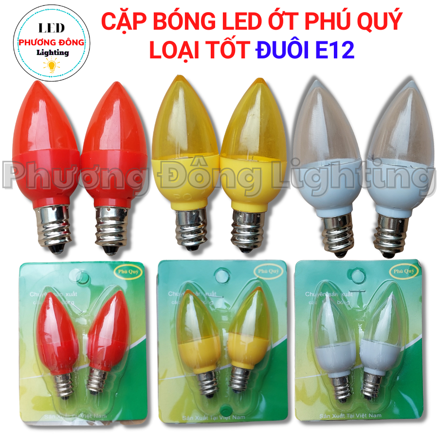  Cặp Bóng đèn LED Trái Ớt Đèn Quả nhót gắn bàn thờ - Loại tốt Thương hiệu Phú Quý 