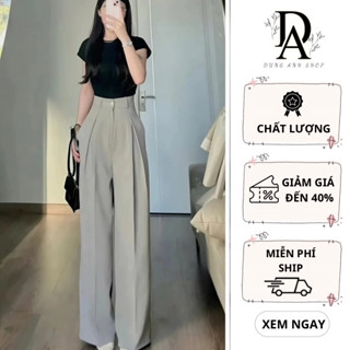 Quần Tây Suông Ống Rộng (Chất Gold Nhật) Phối Ly Lệch Lưng Cao Siêu Tôn Dáng