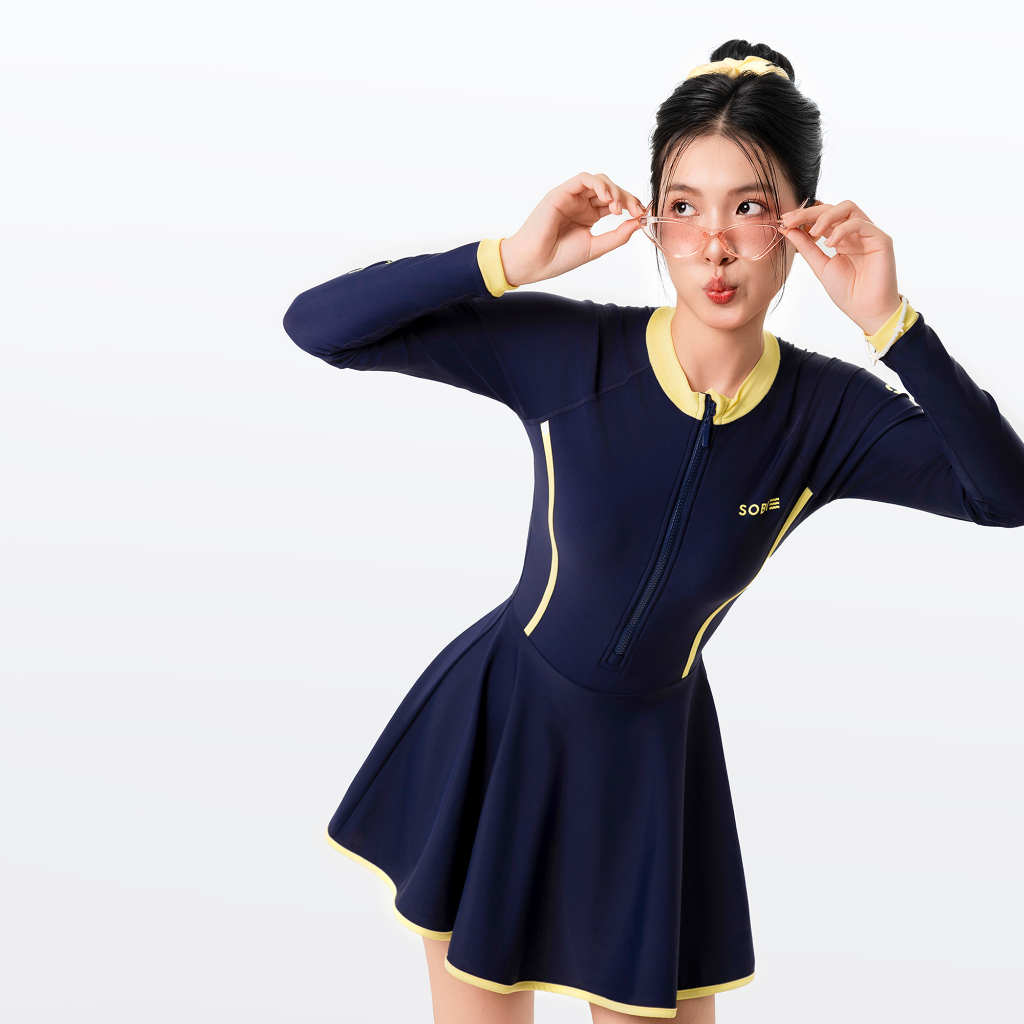 Đồ bơi nữ SOBIE liền thân váy tay dài kín đáo và chống nắng Gorgeous Orion | BigBuy360 - bigbuy360.vn