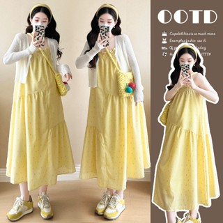 Young Mom | Set đầm bầu bigsize nữ sang trọng SET337 màu Vàng trắng da hàng nhập Quảng Châu cao cấp
