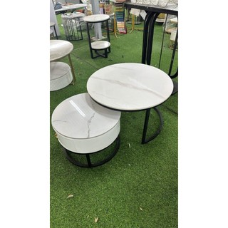 Bộ bàn trà tròn, bàn trà đôi tròn, cặp bàn trà sofa phòng khách, bàn cà phê bàn decor, mặt đá ceramic có ngăn kéo