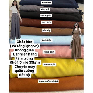 Vải Chéo Hàn-Chéo Nhật ( CôTông Lạnh Việt Nam Loại 1)- May Quần Âu Nữ, Bộ Ký Giả, Váy Đầm Thiết Kế, Đồ Công Sở - Kh 1.5m