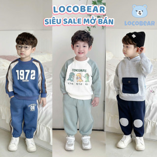 Set Áo Quần Nỉ Cotton Locobear Đồ Bộ Dài Tay Thu Đông Cho Bé In Năng Động Co Giãn Mềm Mịn [CHỌN ĐÚNG SIZE]