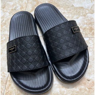 Dép Lê, Dép Quai Ngang Nam Manado, Quai Khâu Liền Đế, Quai Da Bò, Đế Cao Su Mềm - Mã MND20 ĐEN