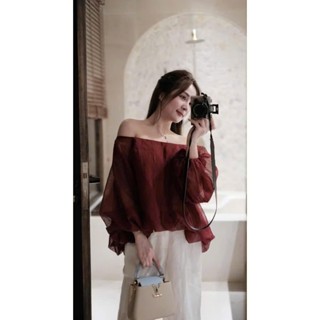 Áo Tơ Trễ Vai Tay Phồng, Áo Trễ Vai Tiểu Thư Thân Có Lót Sang Chảnh Che Khuyết Điểm_Lazy có bigsize