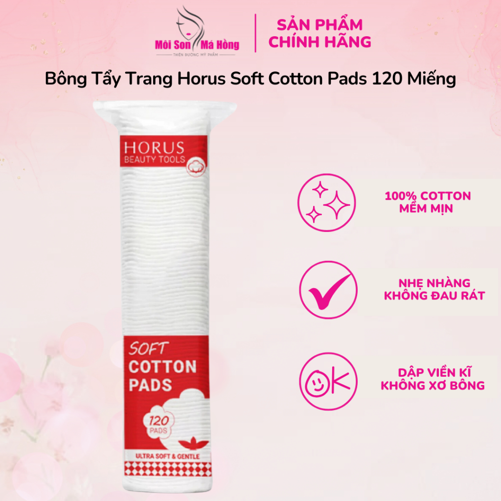 Bông Tẩy Trang Horus Soft Cotton Pads 120 Miếng