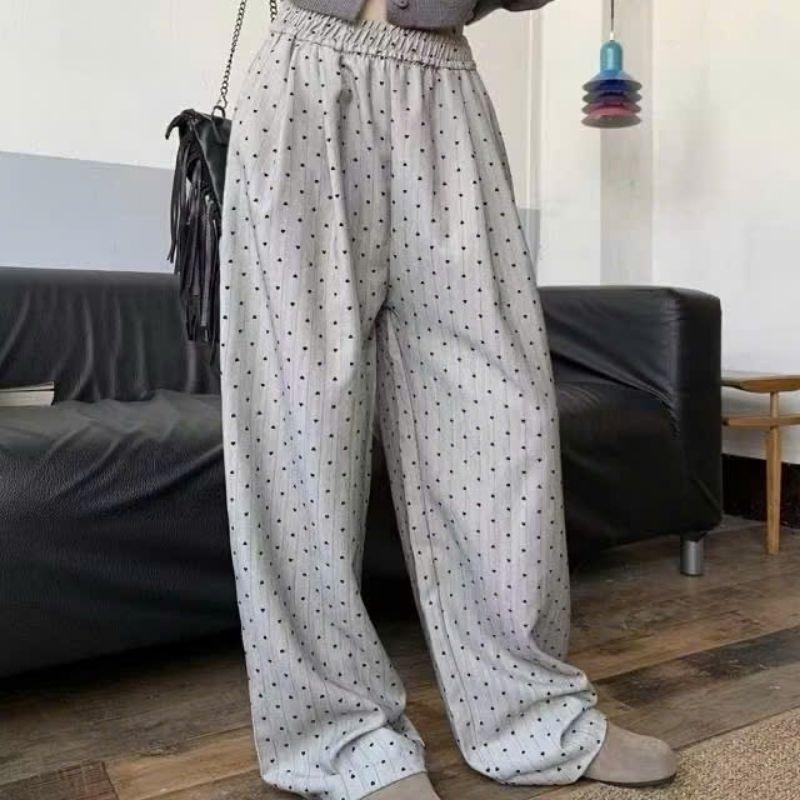 Quần suông ống rộng kẻ tim mẫu mới phong cách hàn quốc sang chảnh | BigBuy360 - bigbuy360.vn