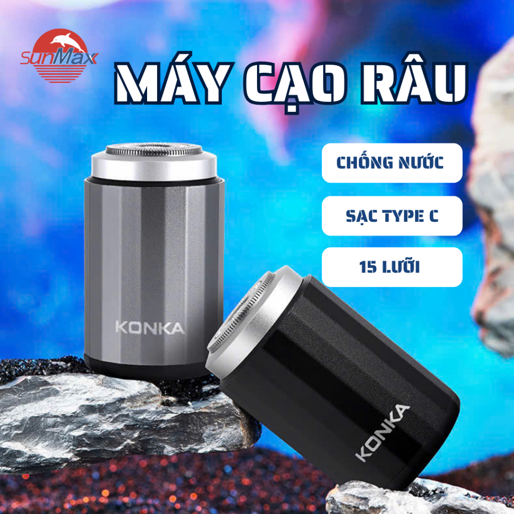 Máy Cạo Râu KONKA Mini Chống Nước IPX6 – Nhỏ Gọn, 15 Lưỡi, Sạc Type C, Tiện Lợi Mọi Chuyến Đi