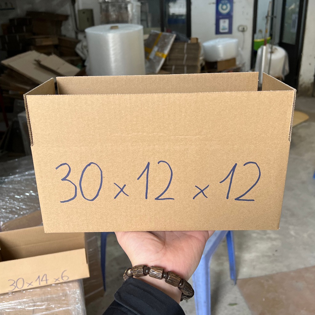 Hộp carton 30x12x12 Siêu cứng 2 mặt nâu 3 lớp sóng b. Combo 100 hộp