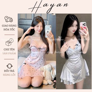  HT139a Váy ngủ 2s sexy phối ren hoạ tiết tim kèm ĐỆM LÓT đồ ngủ lụa triết eo tôn dáng HT139a 