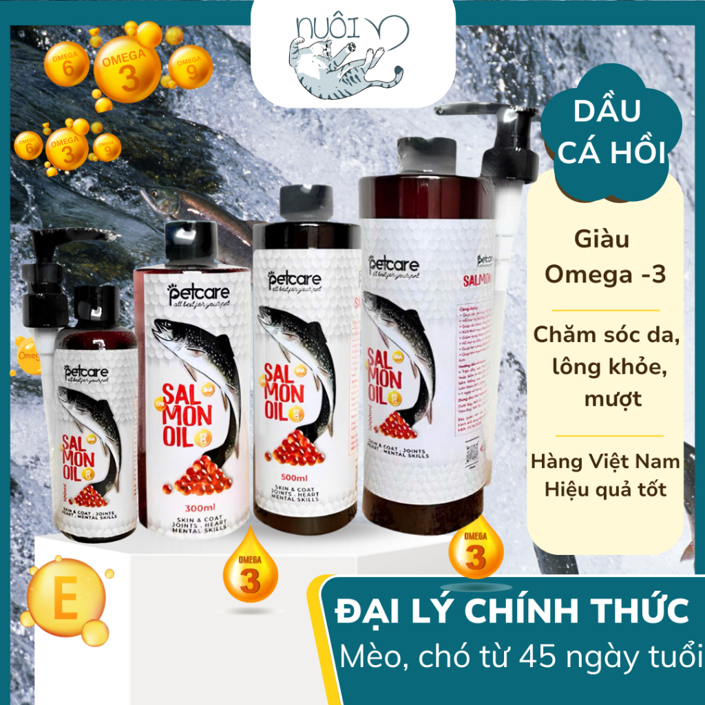 [Hỏa tốc] Dầu Cá Hồi PETCARE dưỡng da lông chó mèo - Chính hãng hàng Việt Nam chất lượng