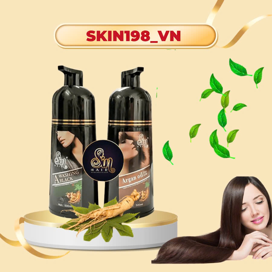 Sin Hair - Dầu Gội Phủ Bạc Sin Hair - Phủ Bạc Nhân Sâm Phủ Đen Phủ Nâu Tóc Tự Nhiên Số 1 Nhật Bản