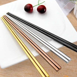 sét 5 đôi đũa inox mạ vàng cao cấp đũa decor