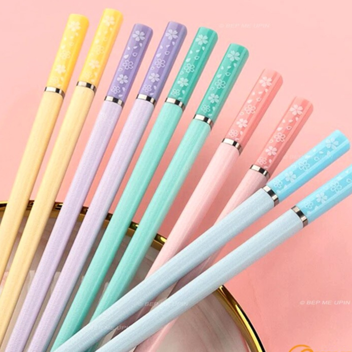 sét 5 đôi đũa hoa anh đào kháng khuẩn chống trượt đũa đẹp trang trí mâm cúng bàn ăn