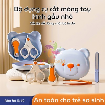 Bộ cắt móng tay đa năng KidAndMom cho trẻ em hình gấu, chống kẹp thịt an toàn cho trẻ sơ sinh