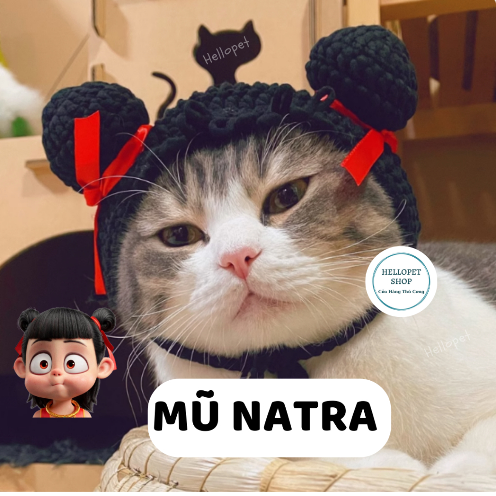Mũ Natra Ma Đồng cho chó mèo, Mũ len dễ thương hot trend, Mũ len cho chó mèo, Phụ kiện chó mèo