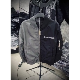 Áo bomber gió dsq 2 màu thêu nhiều khoá