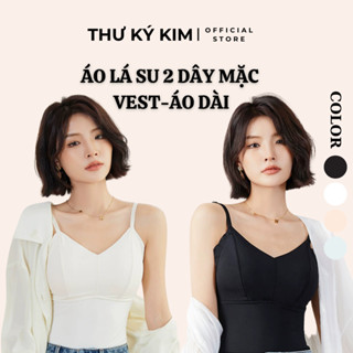 Áo bra nữ 2 dây - áo lá có mút mặc vest may dính liền thân siêu đẹp hàng cao cấp freesize dưới 58kg