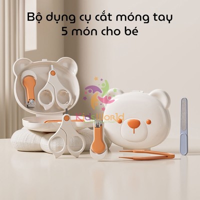 Bộ cắt móng tay cho bé KidsWorld an toàn tiện lợi, bộ bấm móng tay cho bé hình gấu dễ thương