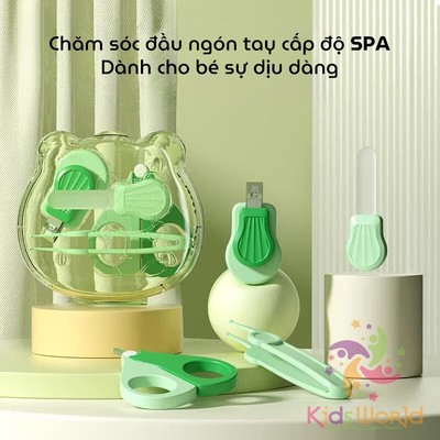 Bộ Cắt Móng Tay Đa Năng 4 Chi Tiết Hình Gấu KidsWorld Chống Kẹp Thịt An Toàn Tiện lợi Cho Mẹ Và Bé
