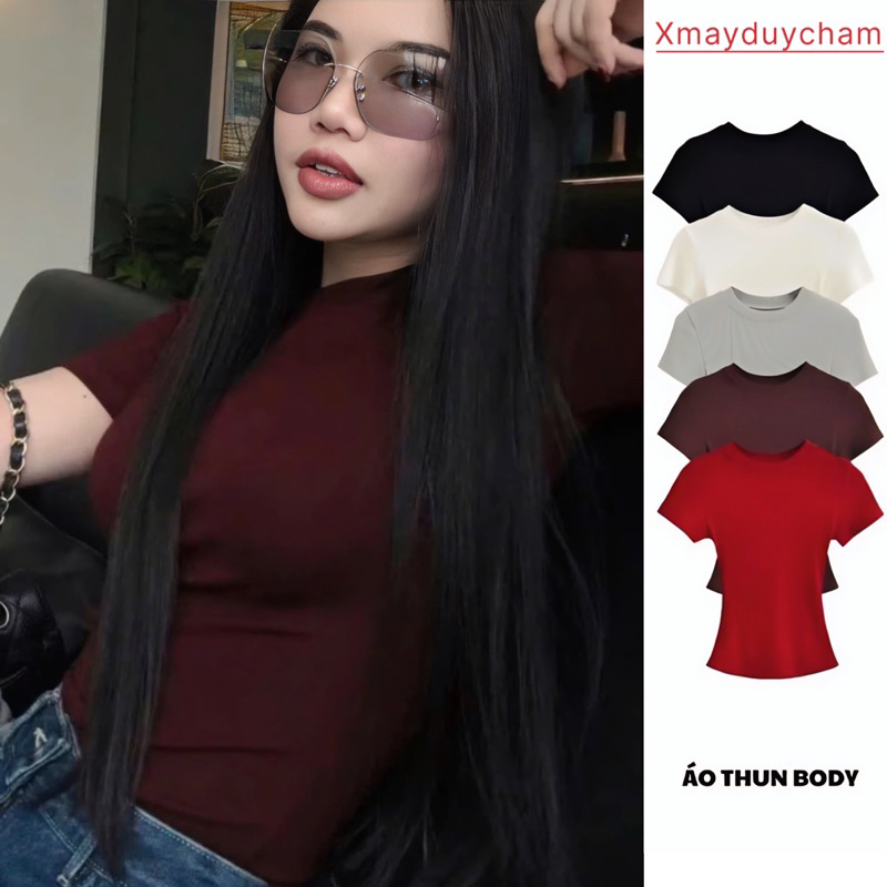 [MỞ BÁN] ÁO THUN DÁNG ÔM NHẸ CỔ TRÒN CỘC TAY cotton mịn mát mùa hè m666
