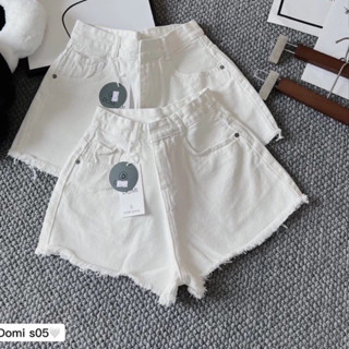 (Q TR) Quần short đùi Jean tua rua lai, Quần short jean nữ trắng vải denim SHORTSHOP quần bò lai tua rách cá tính