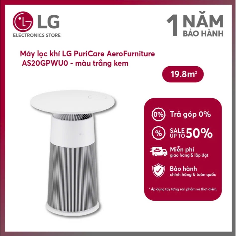 Máy lọc không khí LG PuriCare AeroFurniture AS20GPWU0, lọc bụi mịn PM0.01, kháng khuẩn 99.9%