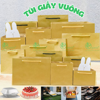 Combo 10 Túi giấy vuông đựng hộp cơm, túi giấy kraft vuông đựng hộp trái cây, túi kraft đựng bánh kem sinh nhật