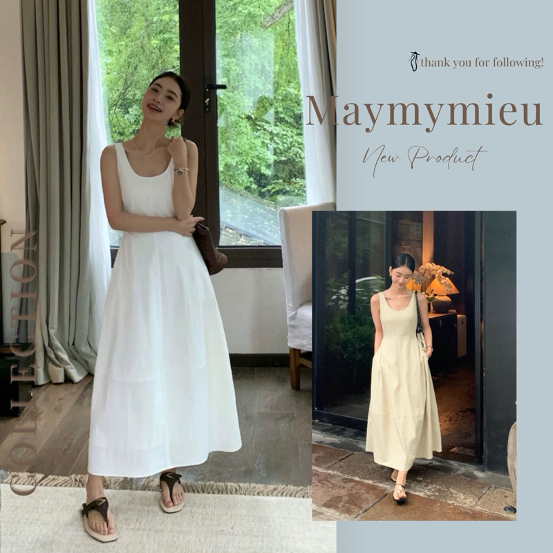(maymymieu-order) Váy hai dây dáng xòe dài nhà PUSUMERE CHÍNH HÃNG D48