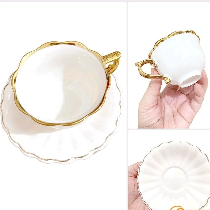 Ly chén sứ hoa mai viền vàng đĩa sứ hoa mai viền vàng mẫu mới mã CT10