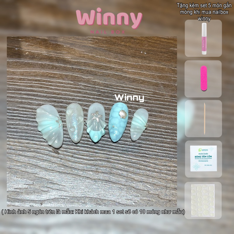 [25A24] Nail box thiết kế thủ công-[Winny]-Omber xanh biển, gel nổi ( Ảnh và video do winny quay và 