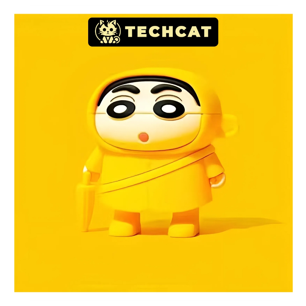 Vỏ ốp Airpod 2 3 Pro SHIN ĐI MƯA kèm móc khóa cao cấp, Case Airpod Cu Shin - TechCat Store