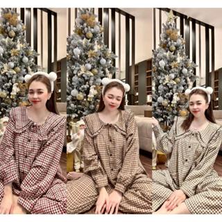  Đồ bộ tay dài quần dài tiểu thư họa tiết caro set bộ caro đồ bộ caro đẹp dành cho nữ có 2 size dưới 80kg Áo Nữ 