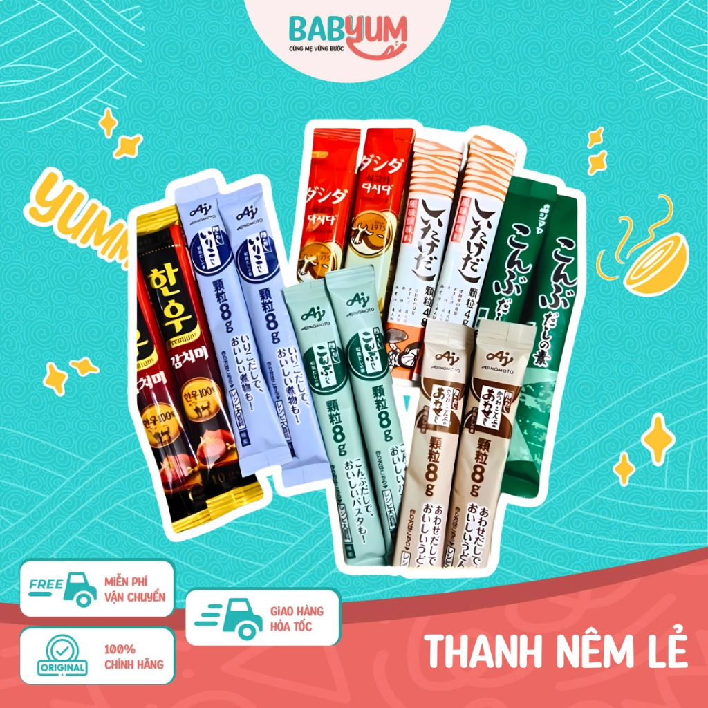 [Gói lẻ] Hạt nêm ăn dặm cho bé từ 1 tuổi đủ vị Nhật Bản - Hạt nêm gói lẻ, tách gói